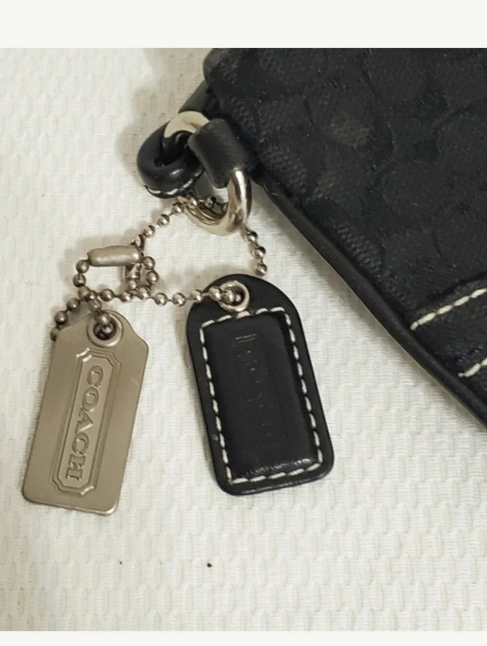 Coach Y2K Black Signature Canvas Wristlet with Silver Hardware And Two Hangtags